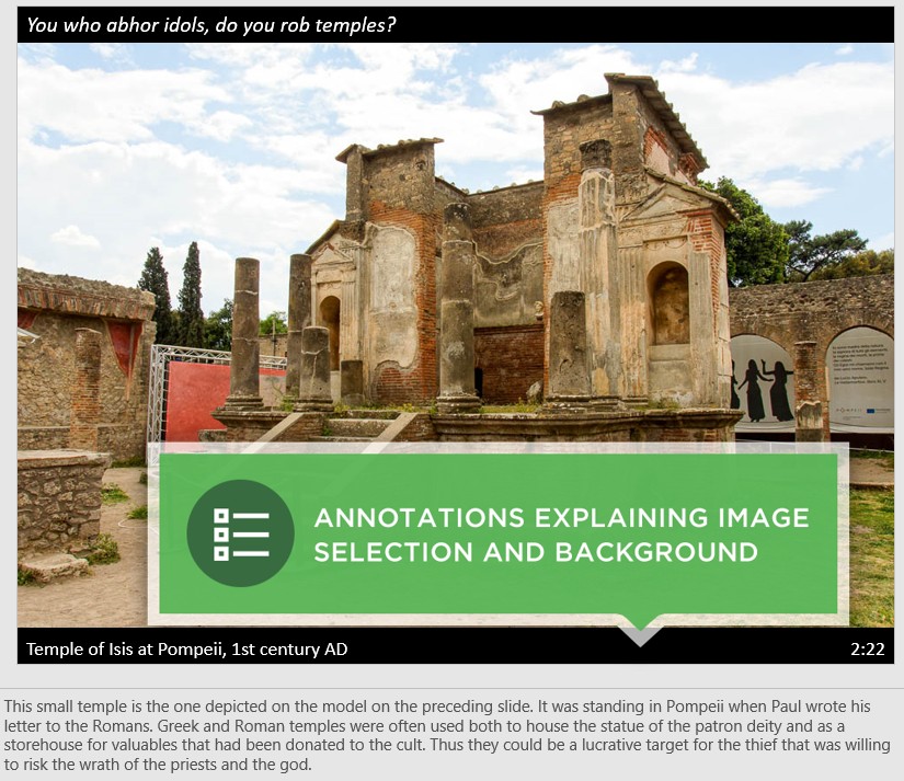 Romans slide with annotation